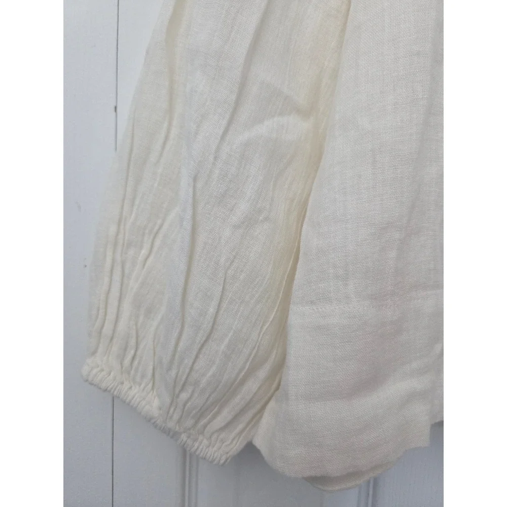 J. Crew Hampton Linen Blend Tunic Top Peasant Womens M Ivory NWT $98 CS390